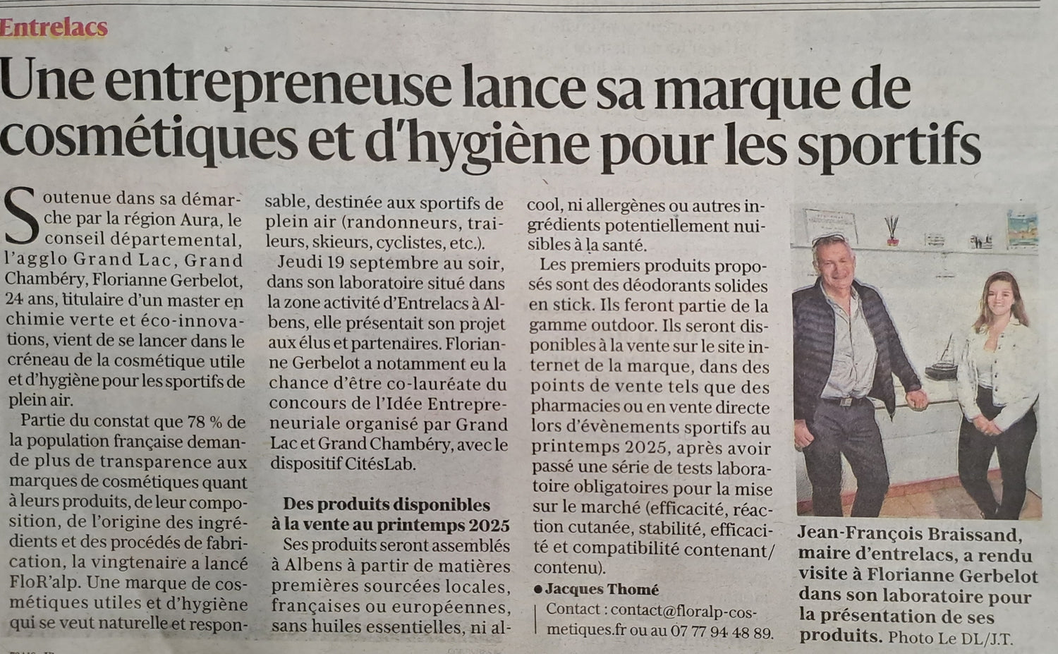 Partenariats cosmétiques FloR'alp - journal inauguration